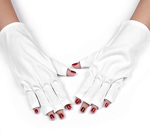 ZJchao Guantes UV para Manicura en Gel, Guantes de Conservación UV Blanco para Uñas con Luz Ultravioleta