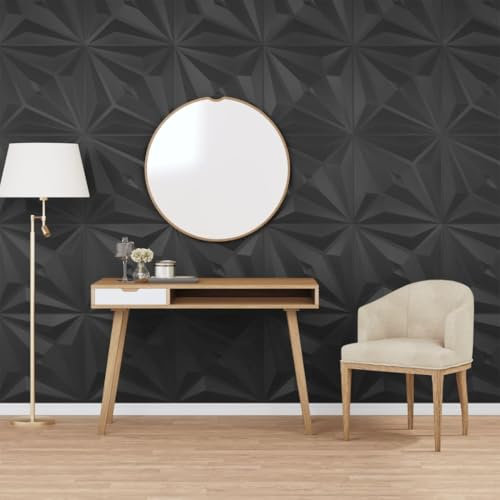 Matériaux de construction, panneaux muraux, panneaux muraux 24 pièces, noir, 50 x 50 cm, XPS 6 m² étoile