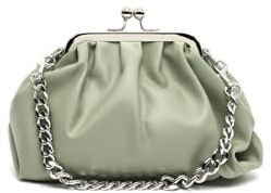 MISAKO Raina bolso de fiesta pequeño con doble asa y cierre de boquilla ED. Mujer - Raina Verde 14 X 24 X 9 cm
