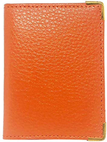 Charmoni - Portatarjetas con tarjetero y pase Navigo, cuaderno de billetes de metro, compacto y práctico, de piel, naranja, talla única, Clásico