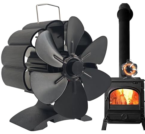 Jubilofex Ventilador para quemador de leña, accionado por calor, ventilador de chimenea para estufa de leña, ventiladores de chimenea silenciosos no eléctricos, accesorios de madera