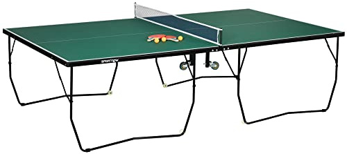 Tischtennisplatte Indoor klappbar mit Rollen 274x152,5x76cm, Stahlgestell, MDF Spielfläche, inkl. 2 Schläger, 3 Bälle & Netz, platzsparend, Multifunktional für Zuhause & Hobby
