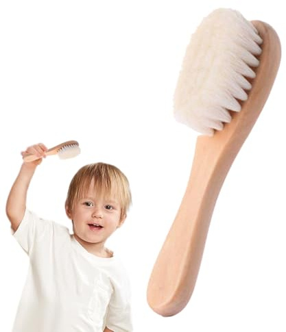JUGUTA Baby Haarbürste Babybürste Babyhaarbürste Baby-Haarbürste Mit Holzgriff Und Superweichen Borsten Natur-Pur