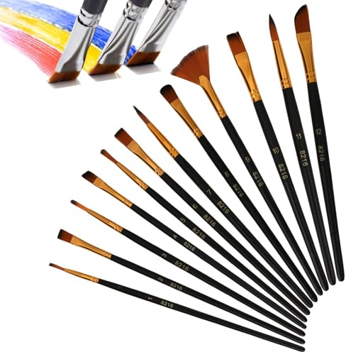 Aquarellpinsel Set, 12 Stück Aquarellpinsel Künstlerpinsel Schwarz Acryl Feine Pinsel Borstenpinsel Pinsel Wasserfarben Kinder, für Anfänger Künstler Kinde Aquarell Pinsel Set