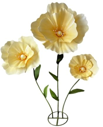 TISHITA Fiore Artificiale Decorazione per Eventi Oggetto di Scena per Feste Allestimento per Vetrine Realizzato in Schiuma PE Adatto per Negozi, Giallo Chiaro