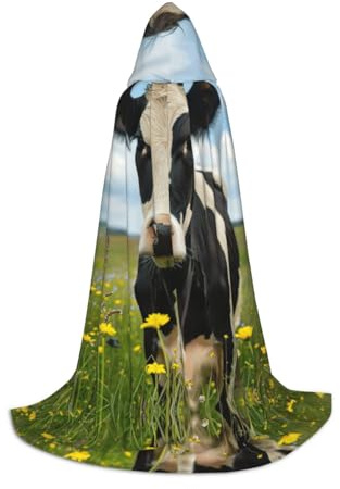 Kfjghhl Capa larga con capucha de vaca lechera para adolescentes, disfraz de bruja, disfraz de Halloween, para mujeres y hombres, de 35 a 55 pulgadas