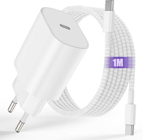 iPad Ladegerät mit iPad Ladekabel Original,iPhone Ladekabel USB C Netzteil | 25W Stecker Schnellladegerät 1M USB C Kabel Schnellladekabel für i-Phone 17 16 15 Pro Max/Plus,iPad Pro 12.9/11,iPad Air 4/5