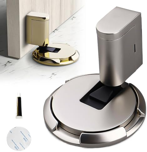 Magnetic Door Stop Door Stoppers, 2025 New Heavy Door Catch Door Wedge Door Stops, Adjustable No Drilling Mechanical Floor Doorstop Magnetic Door Catch with Adhesiv (01#)