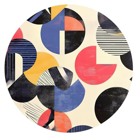 DEQORI Carta da parati rotonda autoadesiva Ø 80 cm | motivo Bauhaus Beats | tela tessile – staccabile, decorativa e indeformabile – per soggiorno, ufficio, corridoio o cameretta dei bambini