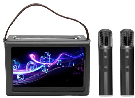 Alomejor Máquina de Karaoke Portátil WiFi Bluetooth 5.4 Profesional con 2 Micrófonos Inalámbricos App Visualización de Letras para Reuniones Familiares, Material Ligero