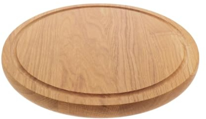 Neustanlo Schneidebrett rund 30 cm | Eichenholz Küchenbrett mit Saftrille | robust & messerschonend | ideal zum Schneiden & Servieren | hochwertiges Holzbrett für Küche & Grill