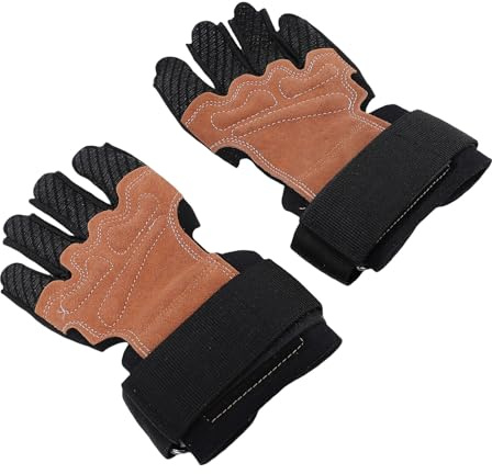 Fockety Trainingshandschuhe, Integrierte Polsterung, rutschfeste Leder-Gewichtheberhandschuhe mit Elastischem Riemendesign für Laufen, Klettern, Kreuzheben, Bankdrücken, Klimmzüge (XL)