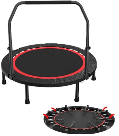 Trampolino pieghevole per fitness, 101,2 cm, con manico, per interni ed esterni, carico massimo 300 kg, perfetto per allenamenti cardio e attrezzature da palestra a casa