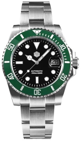 San Martin Men Watch SN0017G-E, 40 mm 20 Bar Diver Watch ST2130 Automatic Mechanical Luxury Diving Waterproof Wrist Watch