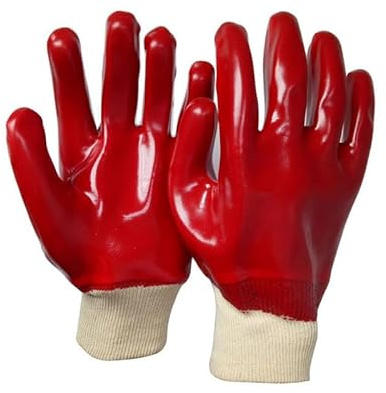 A406 12 Pairs PVC Dip Knit Wrist Gloves Safety Work Builder Gardening Mechanic Size XL