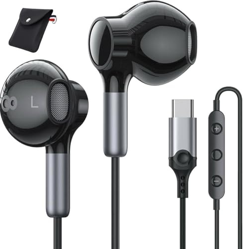 Écouteurs USB C,Ecouteur Filaire HiFi Stéréo Compatible avec iPhone 17/16/15 Pro Max Plus,iPad Pro Air,Samsung Galaxy S25/S24/S23/S22/Ultra,Google Pixel,Xiaomi,Huawe,Android,Type C