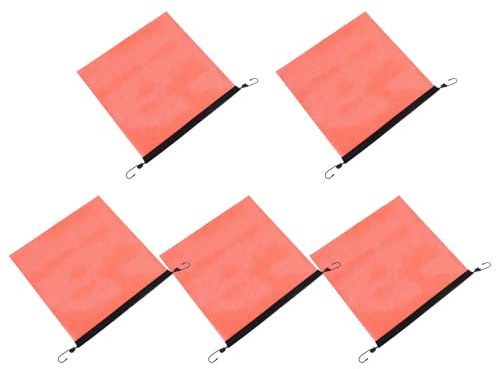 ibasenice Bandiera di Sicurezza Arancione in Pvc con Banda Riflettente, Portatile, 5 Pezzi, per Trasporto e Traino su Rimorchi e Carichi Pesanti