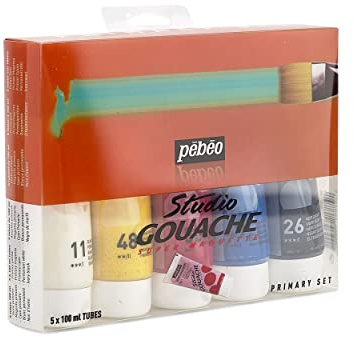 PEBEO 230300 100 ml Studio Gouache primära blandade rör, set med 5