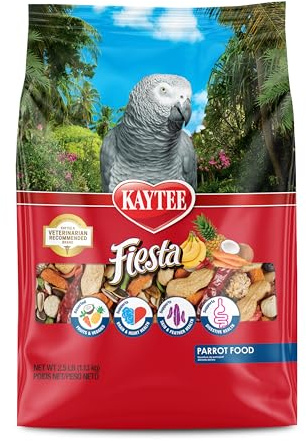 Kaytee Fiesta Parrot Food, Nutritious and Fun Blend, Supports Skin, Feather, Digestion, Brain and Heart Health, 2.5 pounds