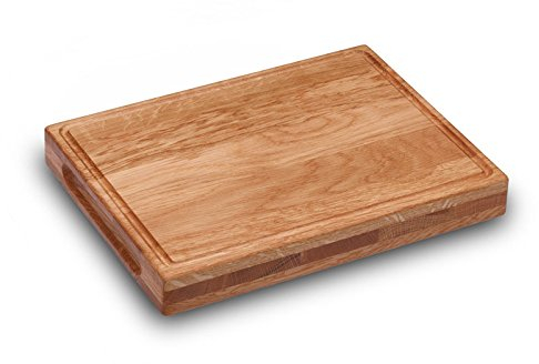 Schneidebrett-Experte Hackblock Eiche - Beiseitig Nutzbares Hackbrett Aus Eichenholz Mit Saftrille - Made in Germany - 40x30x5 cm