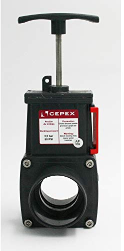 PVC slide valve, shut-off valve with 50 mm adhesive sleeves