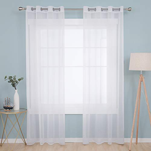 Deconovo Cortinas Salon Modernas Blancas Translucidas 140 x 240 cm Cortinas Dormitorio Visillos para Ventanas de Habitacion Infantiles Niños 2 Piezas Blanco