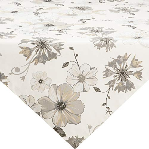 Erwin Müller Mitteldecke, Tischdecke Blumen Blume Größe 110x110 cm - robuste Qualität, mit hochwertigem Kuvertsaum und Fleckschutz ausgerüstet, 100% Baumwolle