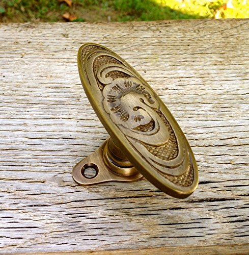 Antikas Poignée de fenêtre - Belle poignée Art Nouveau - Olive de fenêtre en laiton patiné