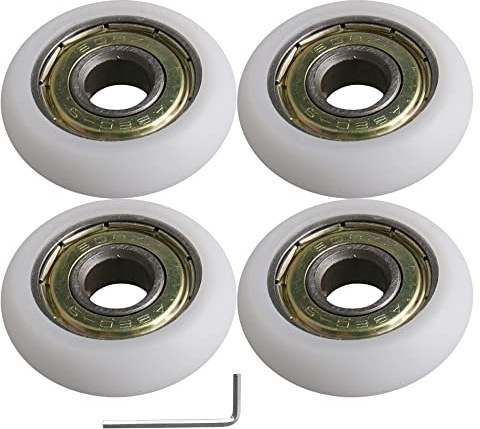 BQLZR 8x30x8.5mm White Plastic Bearing Steel Ball Bearing Guide Pulley Roller Round Wheel Load 87KG for Door Window Pack of 4