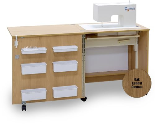 Comfort 1 | Mesa para máquina de coser | (Oak Kendal Cognac, L (Air-lift 10 to 15 kg))