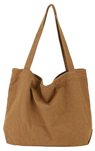 BOBILIKE Damen-Schultertasche, Segeltuch, Handtasche, Arbeitstasche, Braun, Einheitsgröße