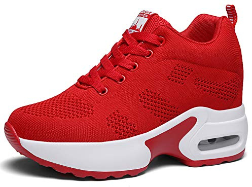 AONEGOLD Sneakers kilskor för kvinnor löparskor gym fitness promenader sport snörning vardagsskor, Röd 1912, 37 EU
