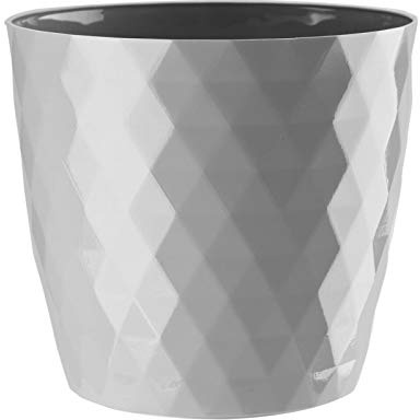 KORAD Cristal Indoor Flower Pot Covers without Drainage Holes | Round Plastic Plant Pots Container for All Houseplants | 9 Modern Colours & 7 Sizes- (Grey, 20 cm - 7.8 inches)