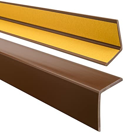 QUEST Winkelprofil 40x40mm – Selbstklebendes PVC-Gummi Kantenschutzprofil, Elastischer Eckschutz, Kunststoffwinkel für Kanten & Ecken, Braun, 90cm