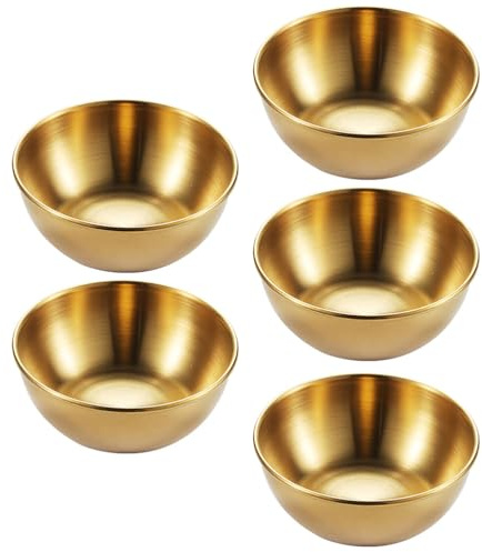 DOITOOL Stainless Steel Sauce Dishes 5 Pack Dipping Saucers for Condiments Seasoning Bowl Appetizer Plates Food Sauce Dish for Home Restaurant Catering 3.15 in