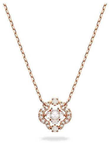 Swarovski Sparkling Dance Necklace, Clover, White, Rose Gold-Tone Plated
