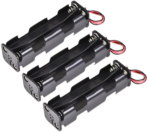 sourcing map Batteriehalter 8x1,5V Kunststoff Akkufach 3 Stück | Aufbewahrungsbox mit Kabel für AA Batterie