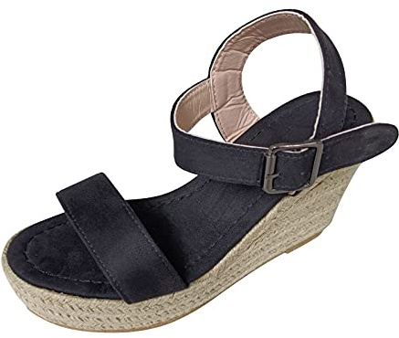 MENICY Sandals Women's Platform Wedge Sandals for Women - Summer Shoes with Wedge Heel for Women Summer Large Wedge Buckle Belt Open Toe Slope Heel Weaving Sandals - Black - 7