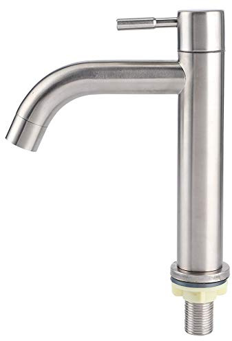 Spüle Wasserhahn, Einhand-Wasserhahn, Einzelner Kalter Küchenhahn mit Pull Down Gebürstetes, Kommerzielle Moderne RV Edelstahl Küchenarmaturen(Zylinder Einzel Kaltwasserhahn)