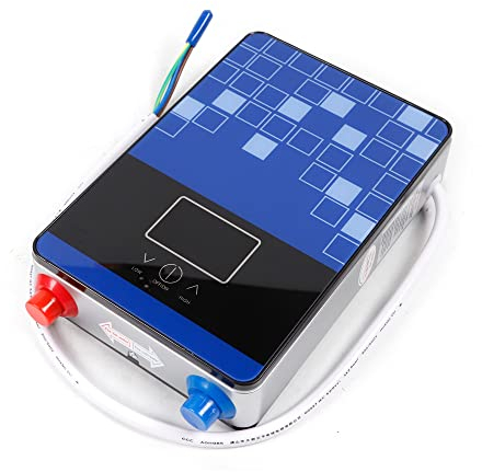 Acesunny Elektrischer Warmwasserbereiter Bad Duschkopf Kit 6500W Durchlauferhitzer IPX4 Elektrisch Warmwasser Durchlauferhitzer 6500W mit Bad Dusche Kit 220V 30-55 ℃ (Blau)