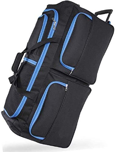 DK Luggage XL 34 Extra Large Wheeled Holdall Suitcase Sports or Travel Bag Trolley Luggage Black with Blue Trimming