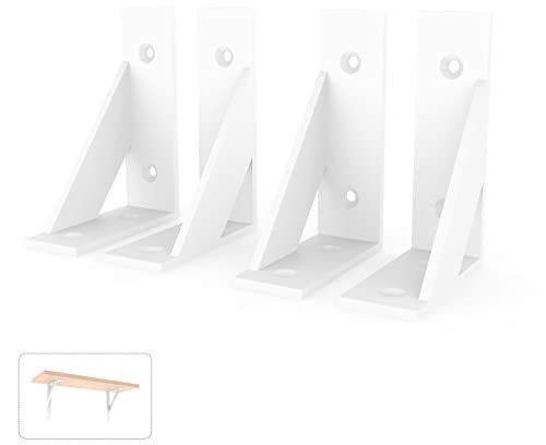 SPOROOT RegalHalterung Weiß, Dreieckige Stütze Winkel Regal halterung 75 x 100 mm, Regal Unterstützung Schwimmenden Regal Klammern 4er-Set