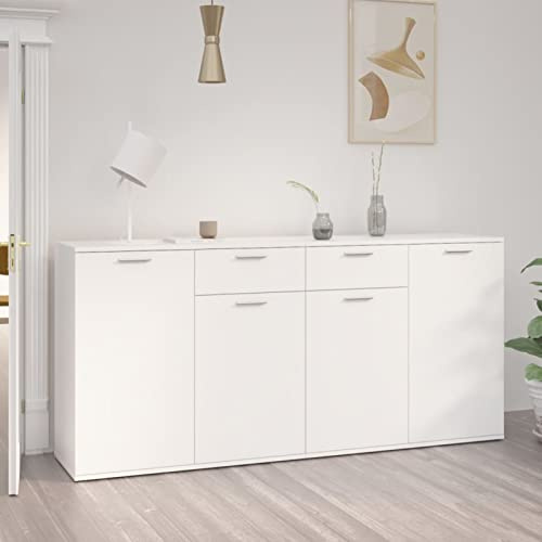 RONGQI Sideboard, Kommode, Kommoden & Sideboards, Schrank Wohnzimmer, Commode, Schlafzimmerkommode, Weiß 160x36x75 cm Spanplatte