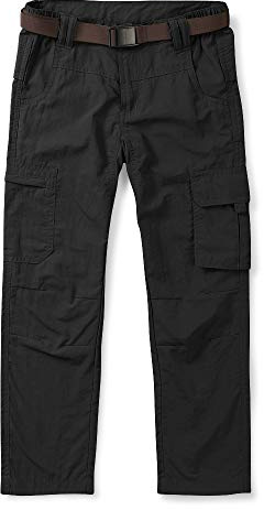 Aeslech Boys' Quick Dry Pull on Cargo Trousers Casual Outdoor Hiking Scout Fishing Black Tag 130-6Y