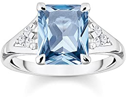 THOMAS SABO Damen Ring Aqua Stein Silber 925 Sterlingsilber TR2362-059-1