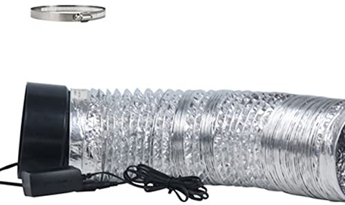 Exhaust Blower 4W 65 CFM Ventilation Extractor 4 Vent Booster Duct Fan with 10 Feet Non-Insulated Flex Aluminum Ducting for Window Bathroom