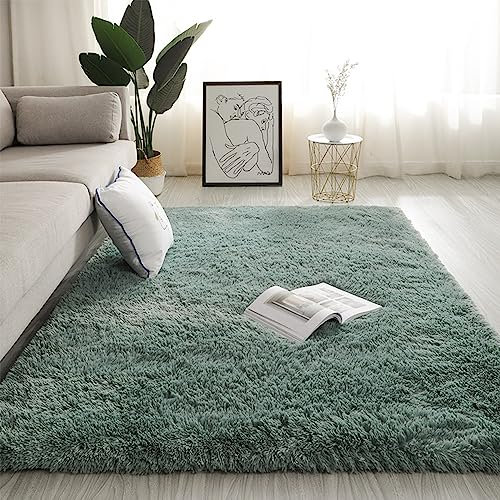 Swsen Alfombra Shaggy Salón Grandes - Alfombras Dormitorio Modernas para Pelo Largo Lavables - para Dormitorio, Comedor, Pasillo y Habitación Juvenil - Turquesa, 40x60 cm