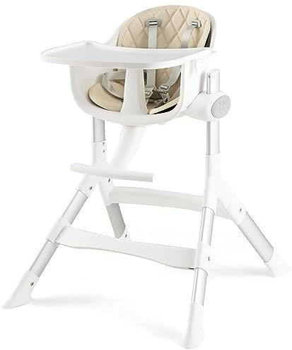 DREAMADE Hochstuhl Höhenverstellbar, Kinderhochstuhl mit 5-Punkt-Sicherheitsgurt, Abnehmbarem Tablett & Kissen, Kombihochstuhl Essstuhl für Baby 6-36 Monat bis 15 kg (Beige)