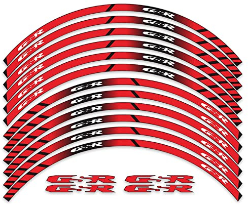 Felgenband Aufkleber Vorne Hinten Aufkleber Aufkleber Motorrad Aufkleber Reflektierende wasserdichte Radaufkleber Für Suzuki GSR 750 600 400 (Color : Rosso)