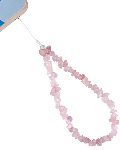 BEEFLYING Natural Gemstone Phone Lanyard Wrist Straps Quartz Chips | Beads Cellphone Charm, Wristlet Handmade Anti-Lost Phone Bracelet, for Keychain Bag Hanging Accessories